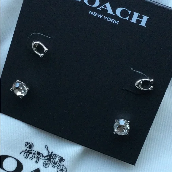SOLD NWT Coach Signature C Earring Duo - Picture 3 of 3